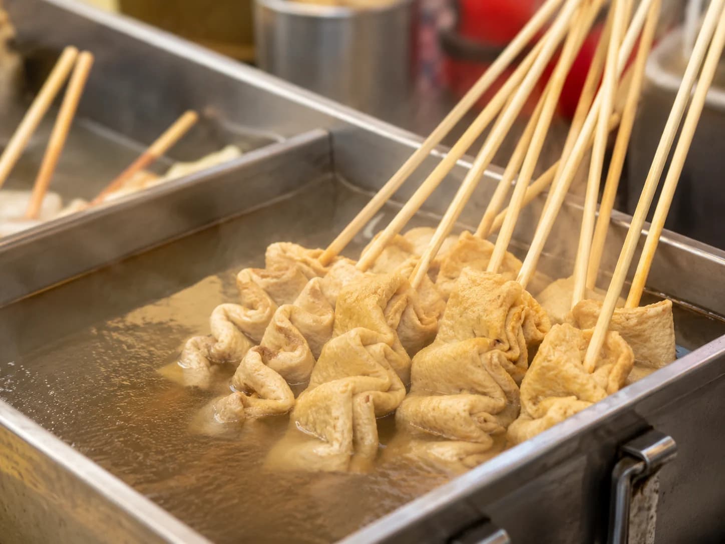 Korean eomuk fish cake skewers in warm broth