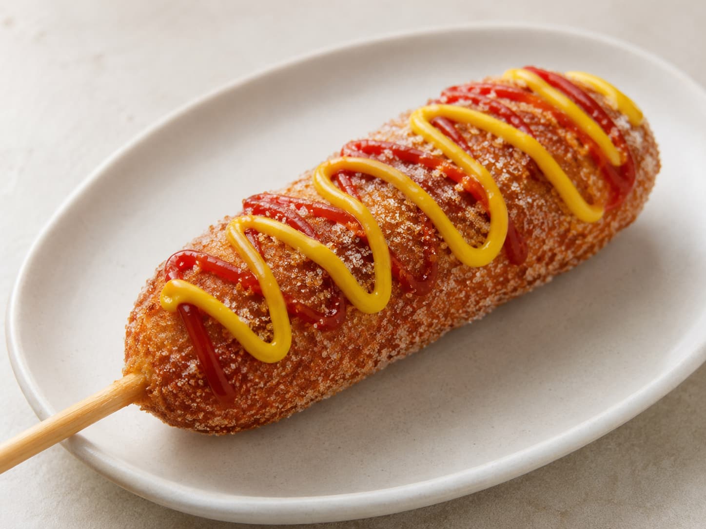 Classic Korean hot dog on a stick