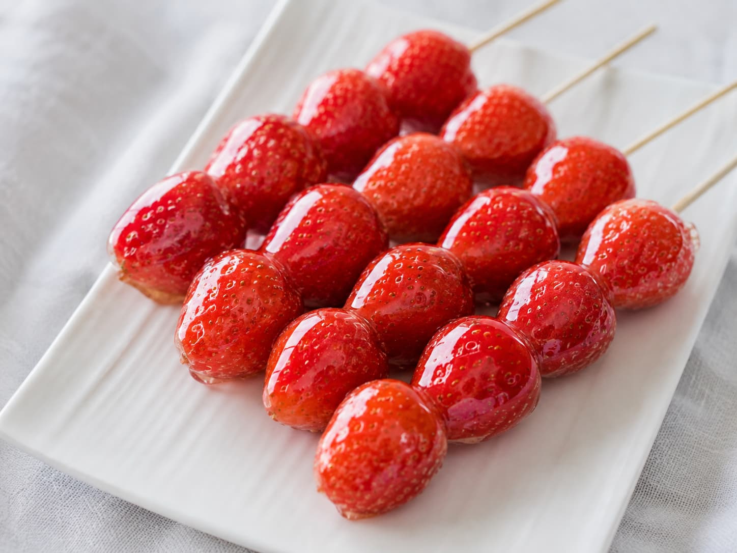Candied strawberry tanghulu skewers, an earlier Korean viral street snack trend.